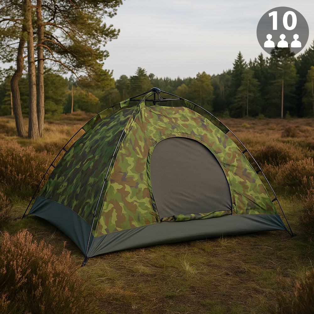 Quick-Up Camouflagetelt til 3–8 personer