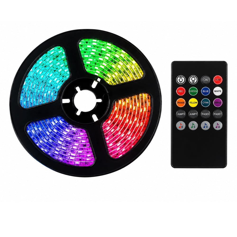 LED Strip lyskæde 5 meter med fjernbetjening og musiksensor
