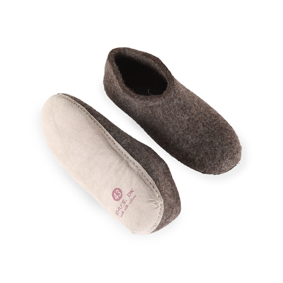 Uldhjemmesko (100% ren uld) m/sål i skind - Dansk Design fra SHUS