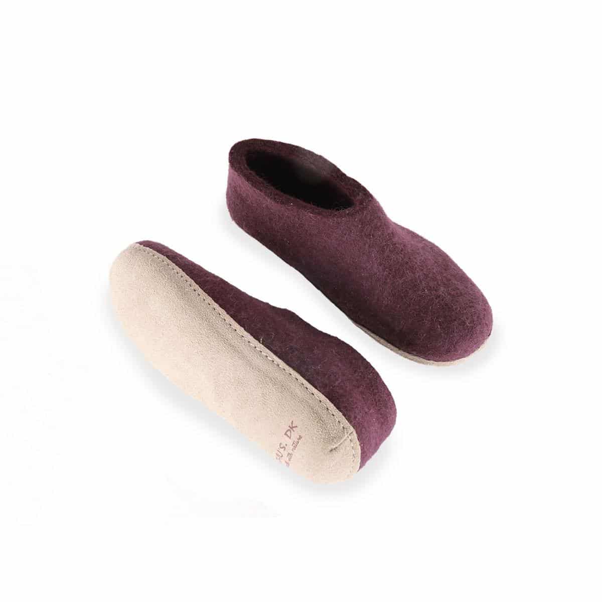 Uldhjemmesko (100% ren uld) m/sål i skind - Dansk Design fra SHUS