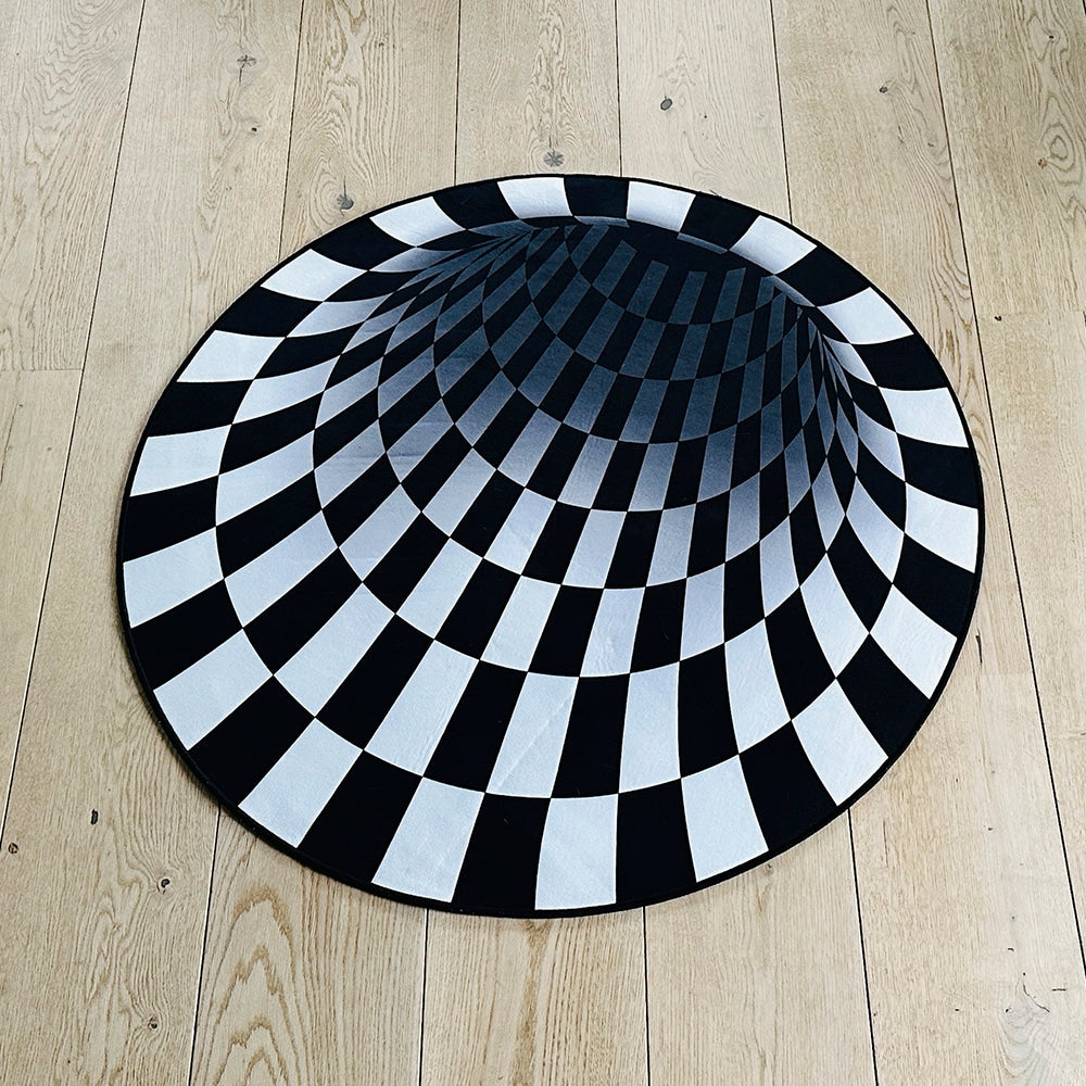 Rundt Vortex 3D illusion tæppe - 100 cm - skridsikker