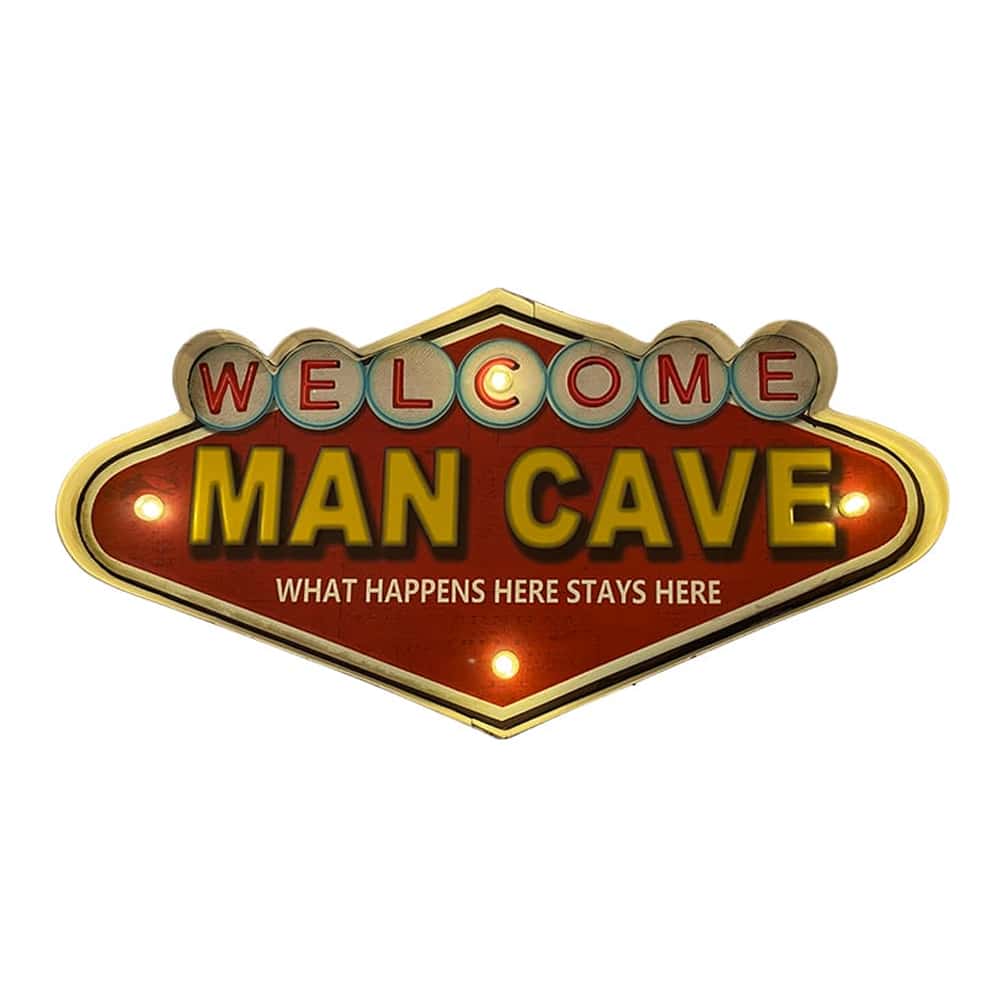 Retro Skilt MAN CAVE med lys