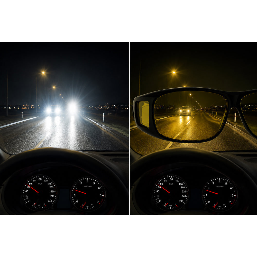HD-Vision briller - 2 stk dag+nat polariserede briller (perfekt som bilkørsels- sports- nattekørsels- & UV-solbriller)