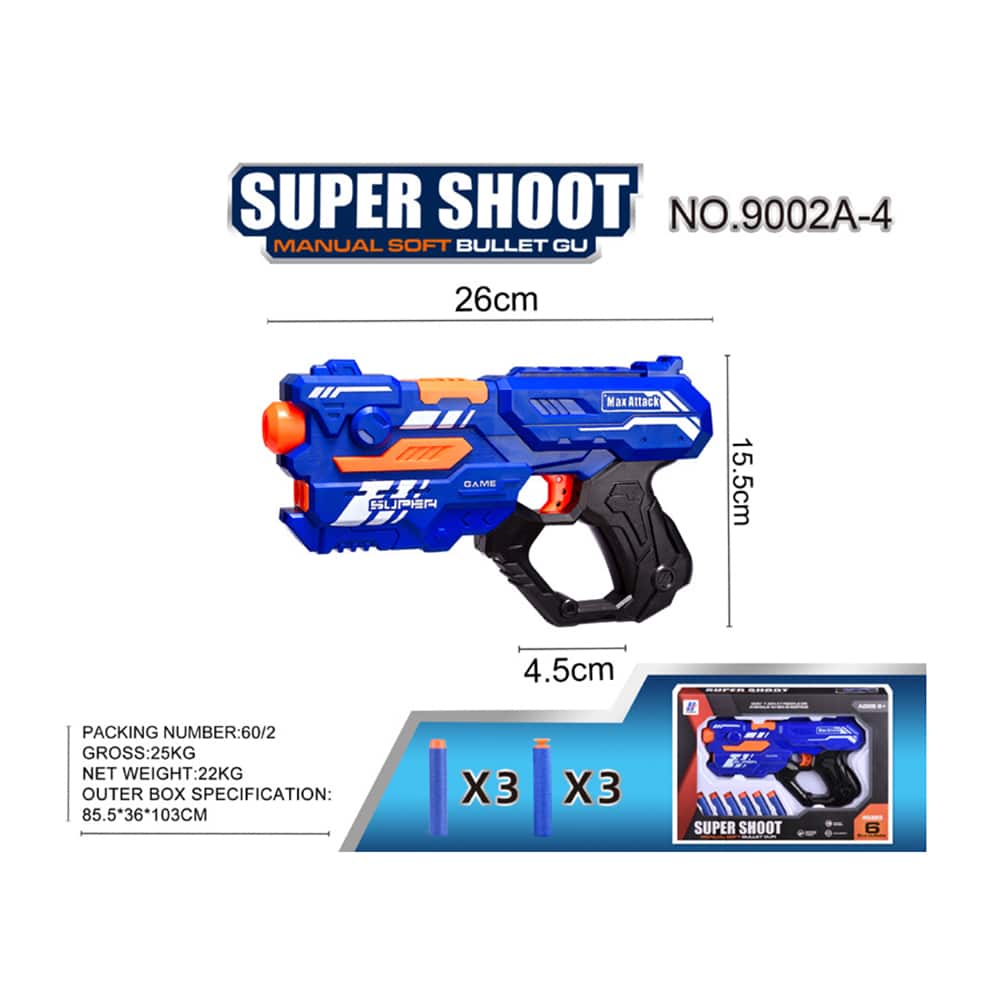 Soft Bullet "Super Shoot" - 4 forskellige, super seje pistoler -