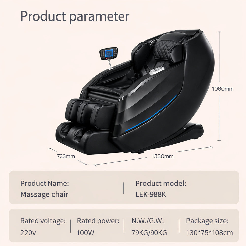 Luksus massagestol 2D med automatisk kropsscanning, Zero Gravity & varme i ben/lænd - Model 988K