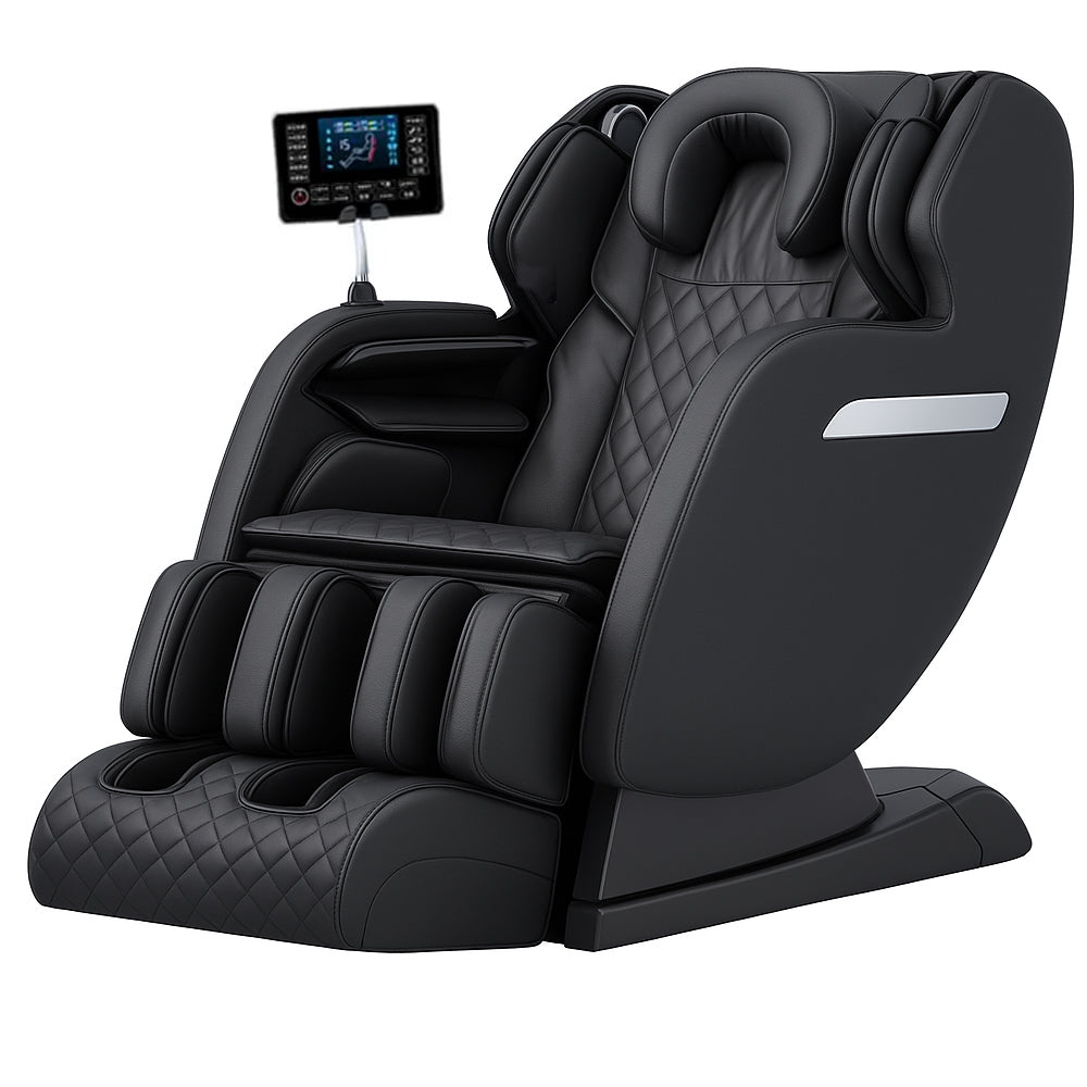 Massagestol 4D med SL-teknologi, lufttryksmassage, Varmeterapi og stor touchskærm - Model A6 Sort