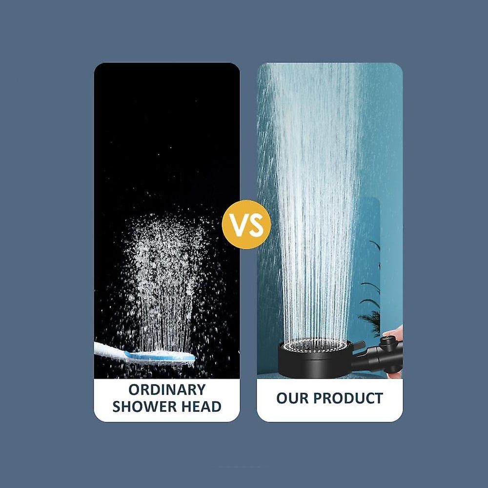 Vandbesparende brusehoved m/5 funktioner (spare op til 40% vand) - sort