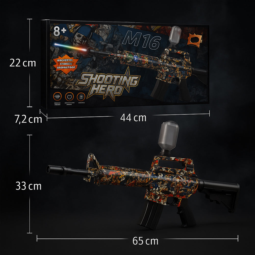 Gel Blaster M16 - elektrisk med sejt lys og røg når den skyder