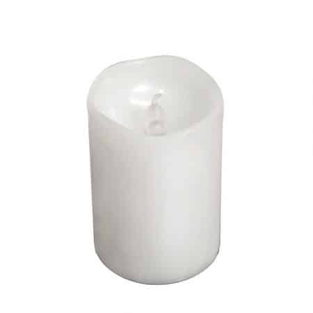 LED bloklys i plastik - 6 stk. - 7,4 cm - m/3D flamme - hvid