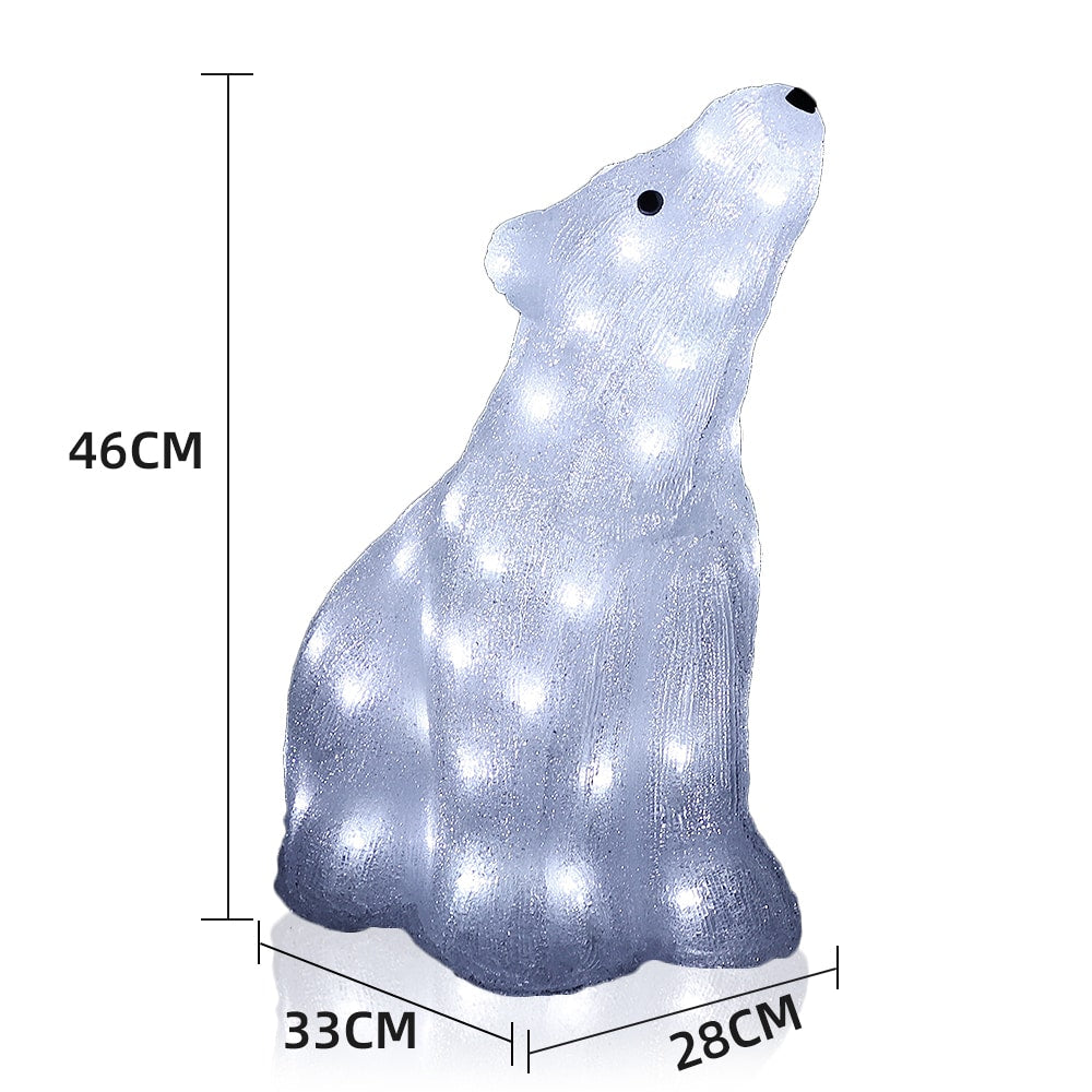 Isbjørn Akryl - højde 46 cm med LED-lys -