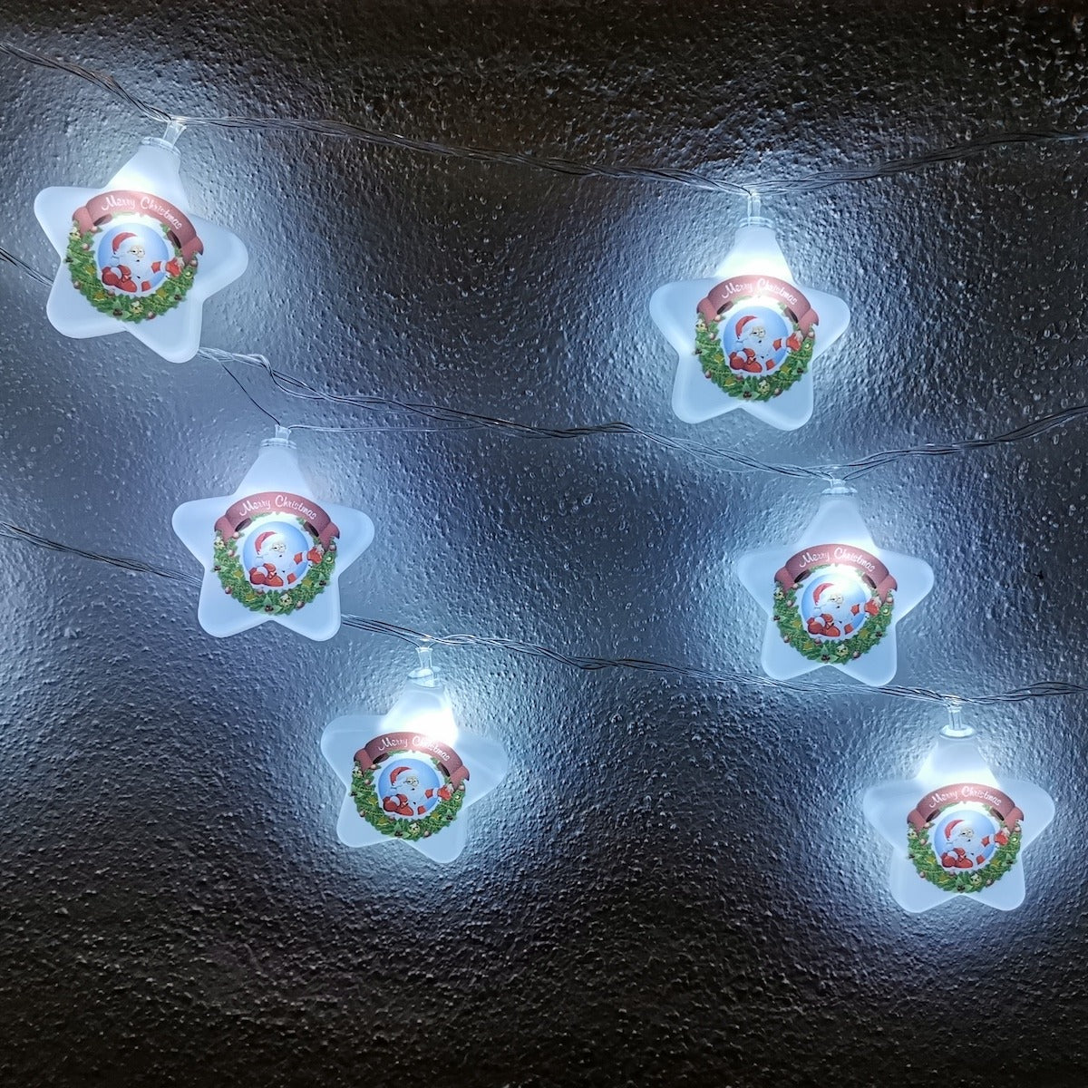 LED-lyskæde Julemænd stjerner 20 stk. m/tekst (4 meter)