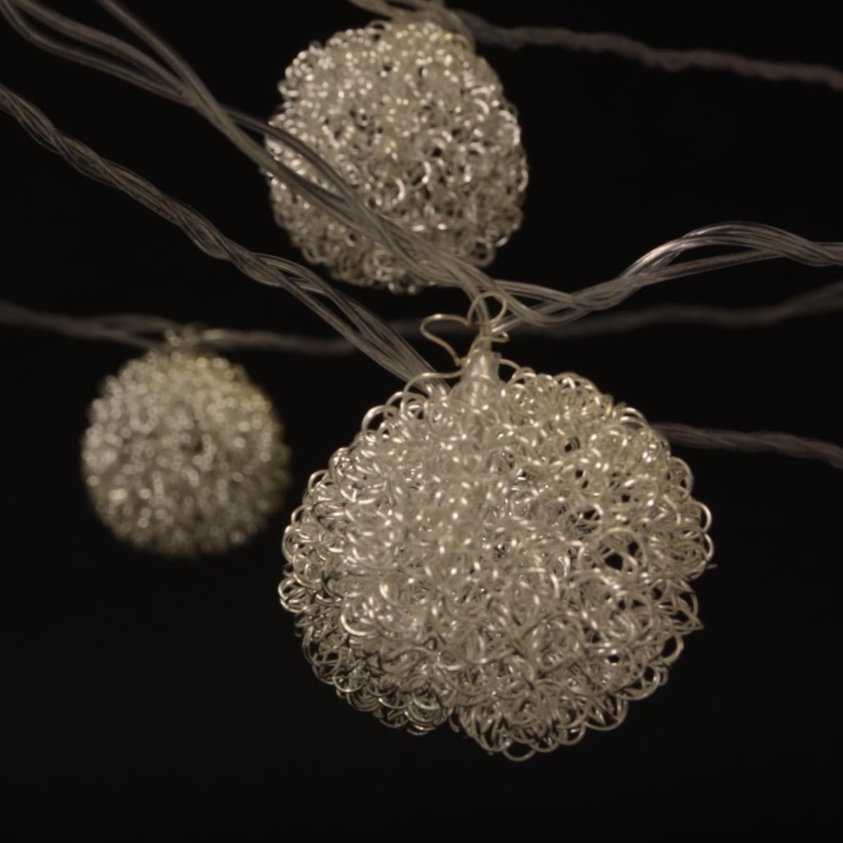 LED-Lyskæde med 20 filter Kugler - Sølv (3 meter)