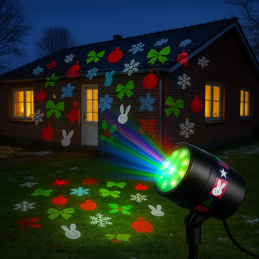 LED Magic Light Projektor – med 12 bevægelige lysmotiver