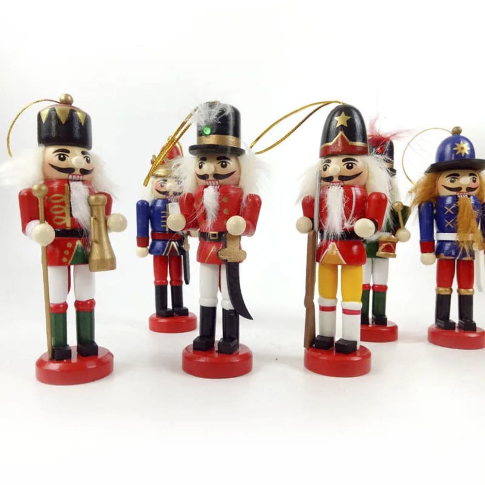 Nøddeknækker figurer i Træ - 12,5 cm, sæt med 6 figurer -