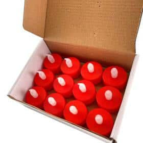 LED Fyrfadslys i plastik - 12 stk. - ø3,5 x 5 cm - rød -