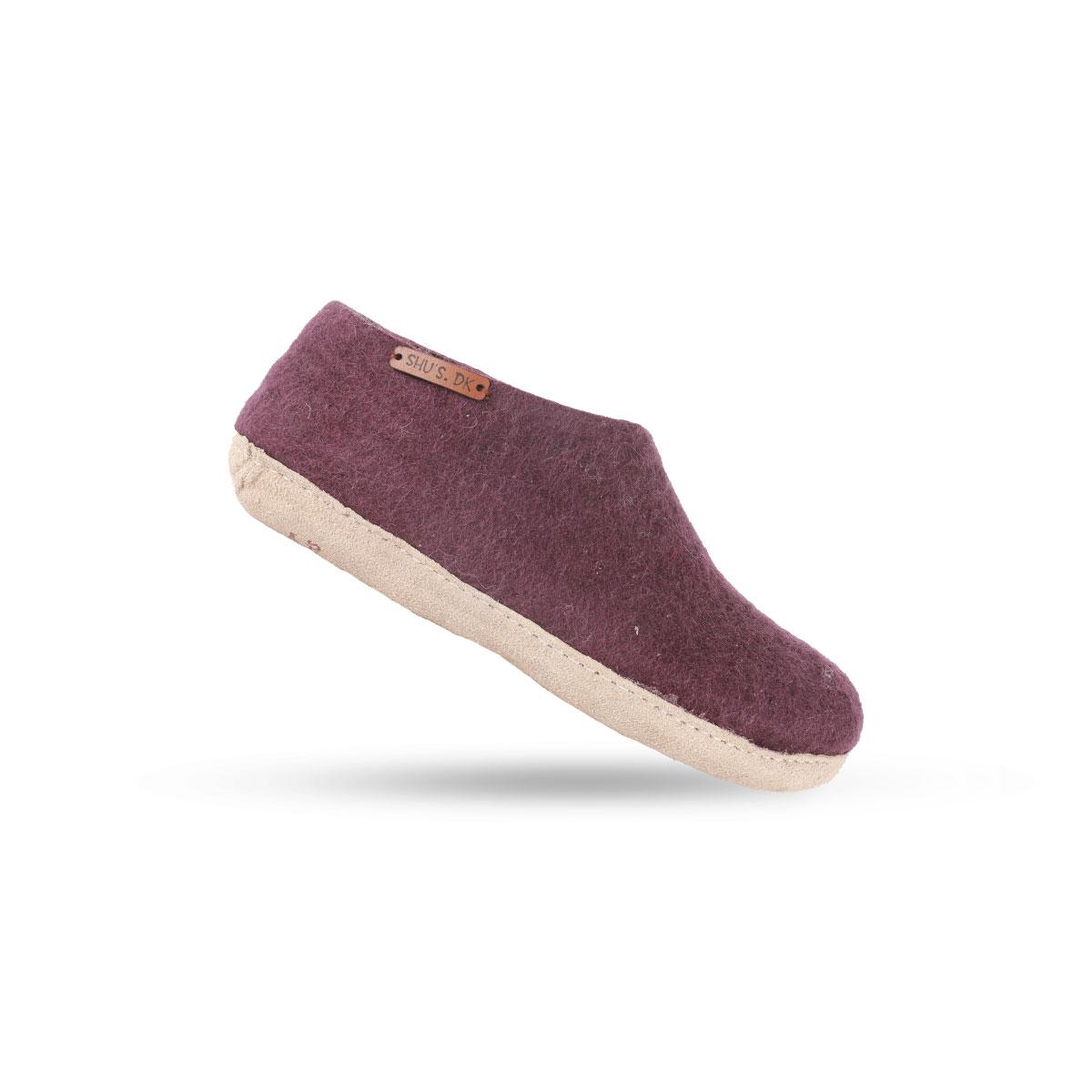 Uldhjemmesko (100% ren uld) m/sål i skind - Dansk Design fra SHUS