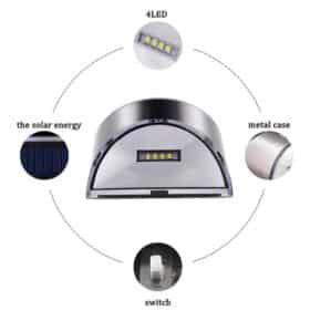 LED-solcelle Væglampe (downlight), 2 stk. rustfri stål look