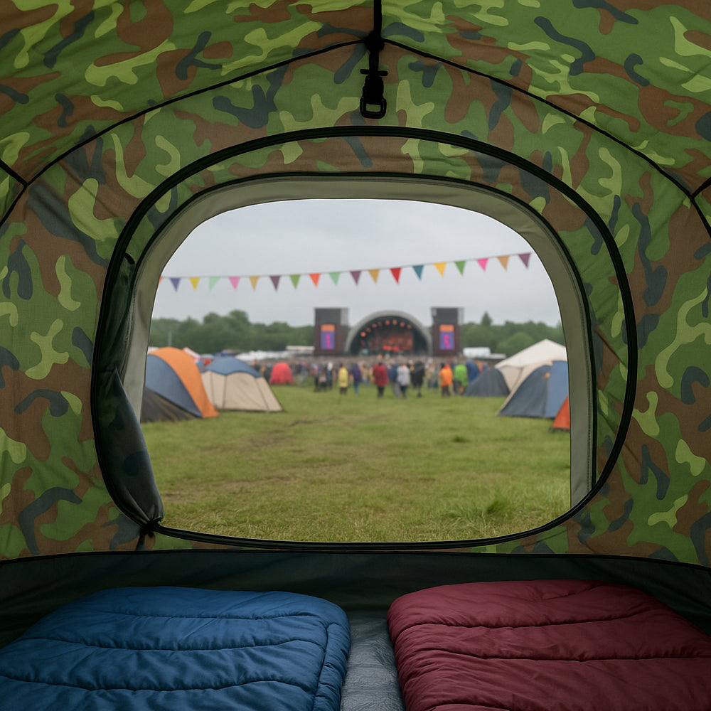 Quick-Up Camouflagetelt til 3–8 personer