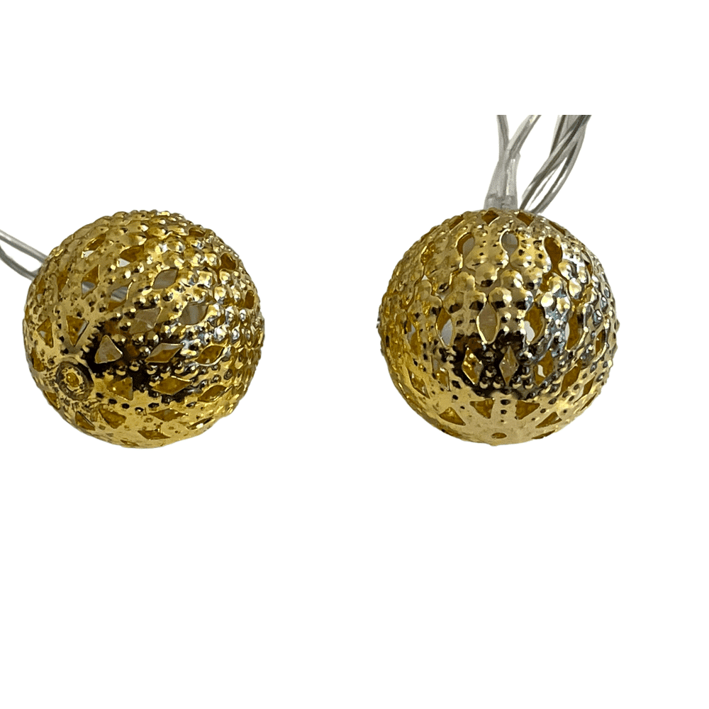 LED-Lyskæde med 20 Kugler - Guld (3 meter)