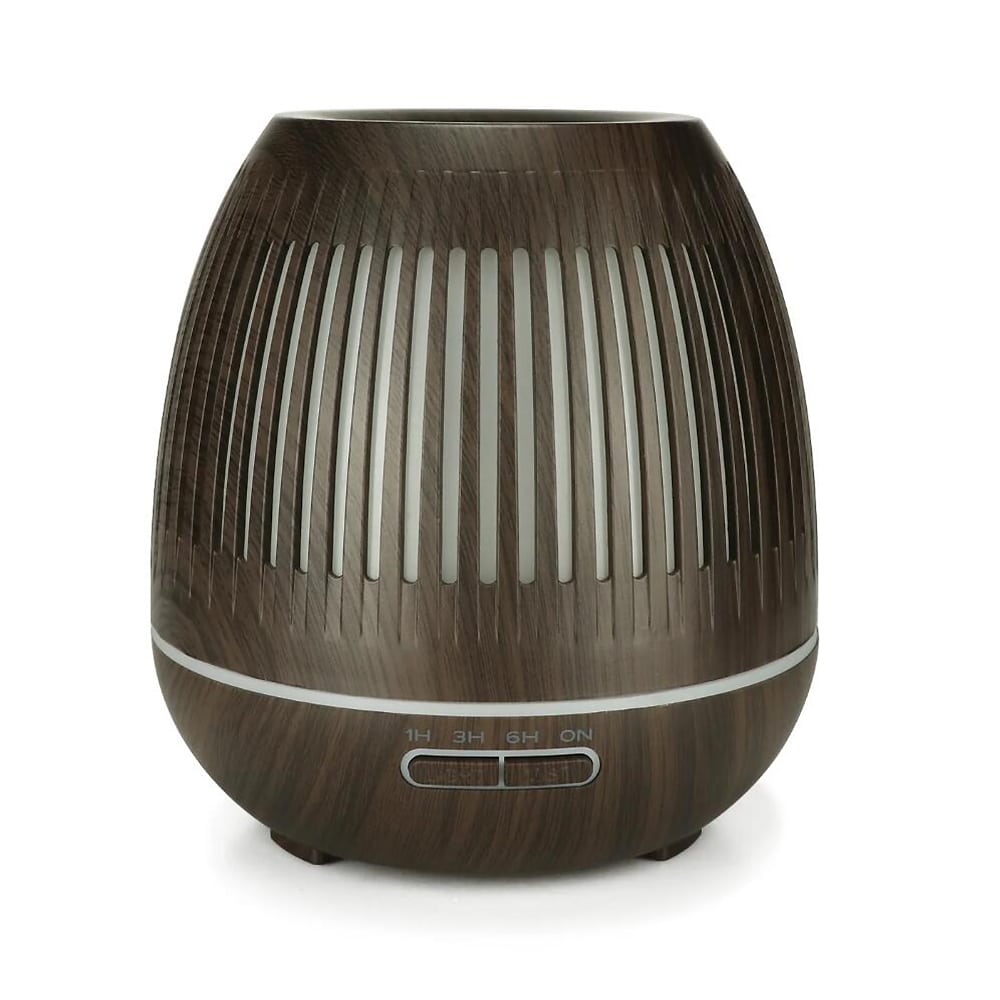 Aroma Diffuser 400 ML m/fjernbetjening - Stilren i brunt og lyst træ -