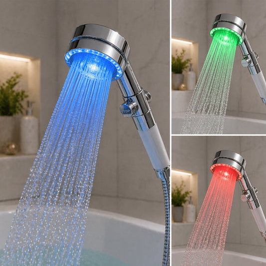 LED brusehoved - Vandbesparende, temperaturkontrol i farverig LED lys
