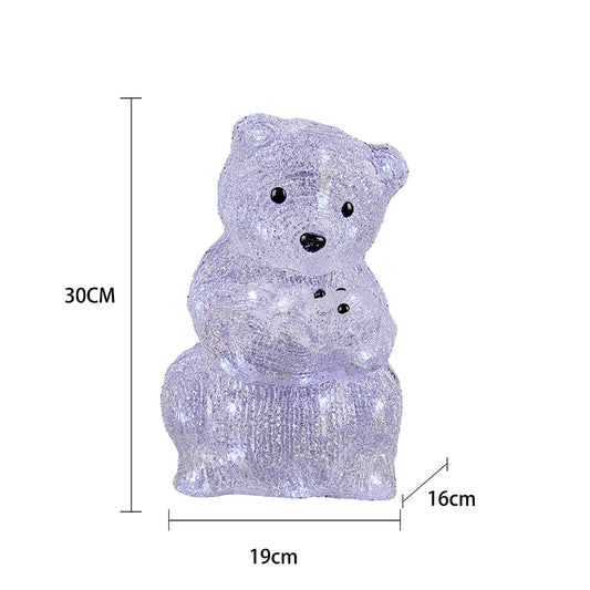 Bjørn Akryl - højde 20 cm med LED-Lys