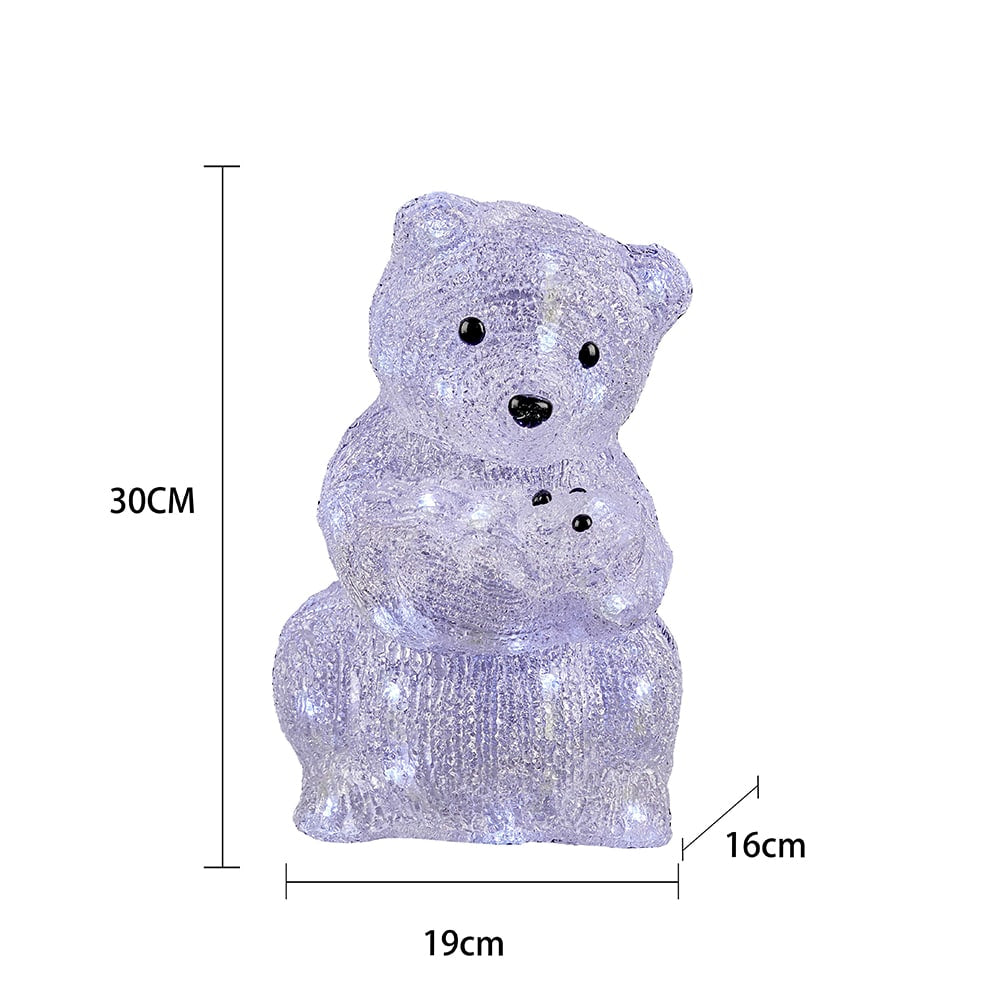 Bjørn Akryl - højde 20 cm med LED-Lys