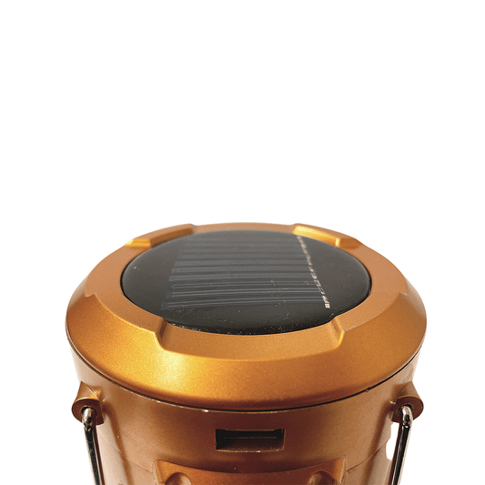 LED Camping Lampe m/batteri - kobber eller sølv - oplades via solceller