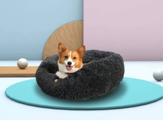 Blød og beroligende donut hundeseng (mange farver)