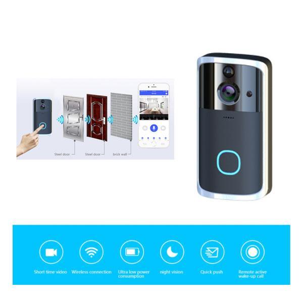 Batteridrevet WiFi Dørklokke m/nattekamera og mikrofon/højtaler (2-vejs)