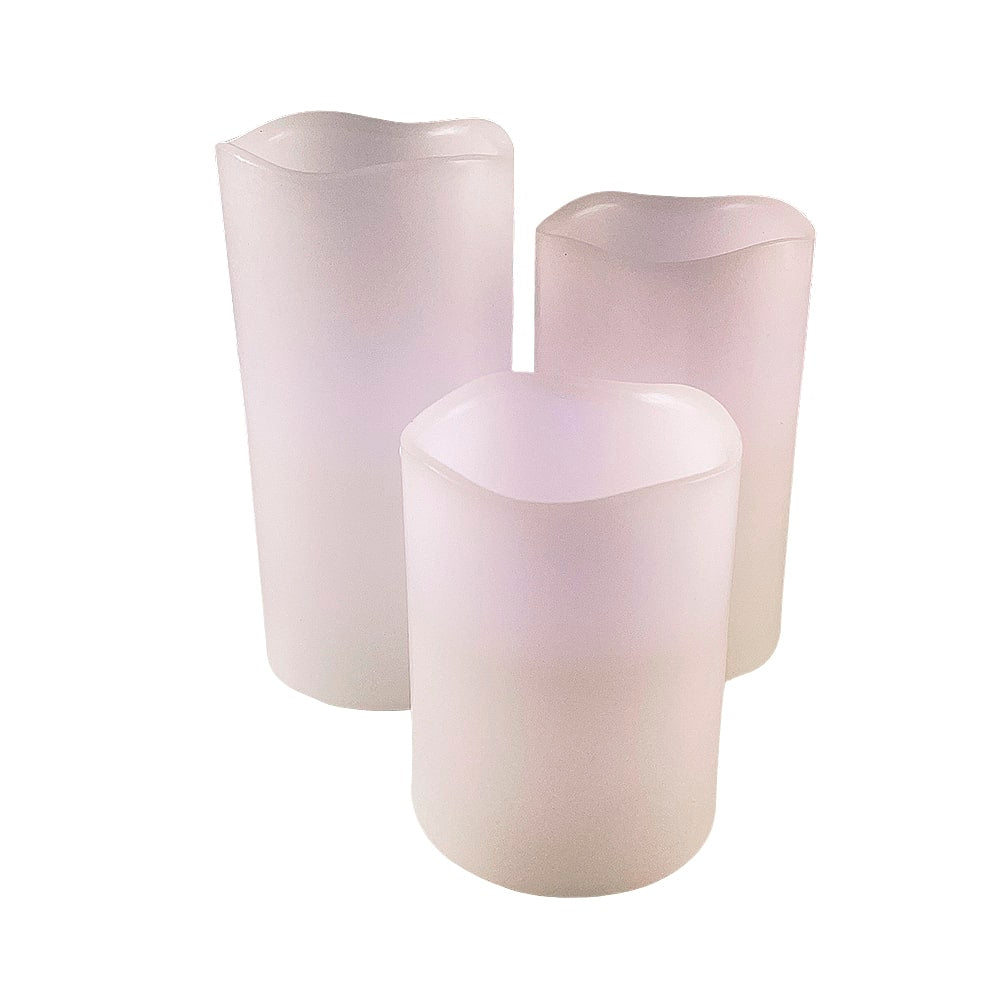 LED stearinlys - 3 stk. - 15/12/10 cm - m/fjernbetjening - 12 forskellige farver