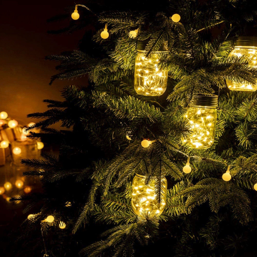 Lanterne Solcelle m/dekorativ LED bånd og håndtag - 2 stk. -