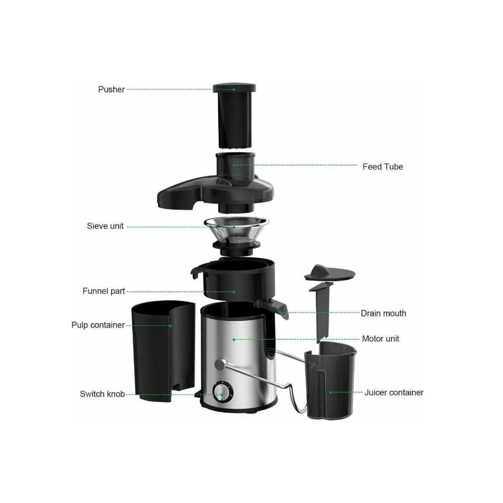 Juicepresser med kande 800W (1.25 liter frugtkøds beholder)