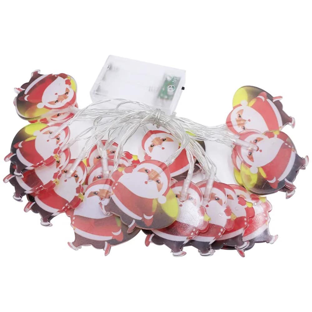 Lyskæde 2 Meter med 10 Tykke Julemænd - Batteridrevet -