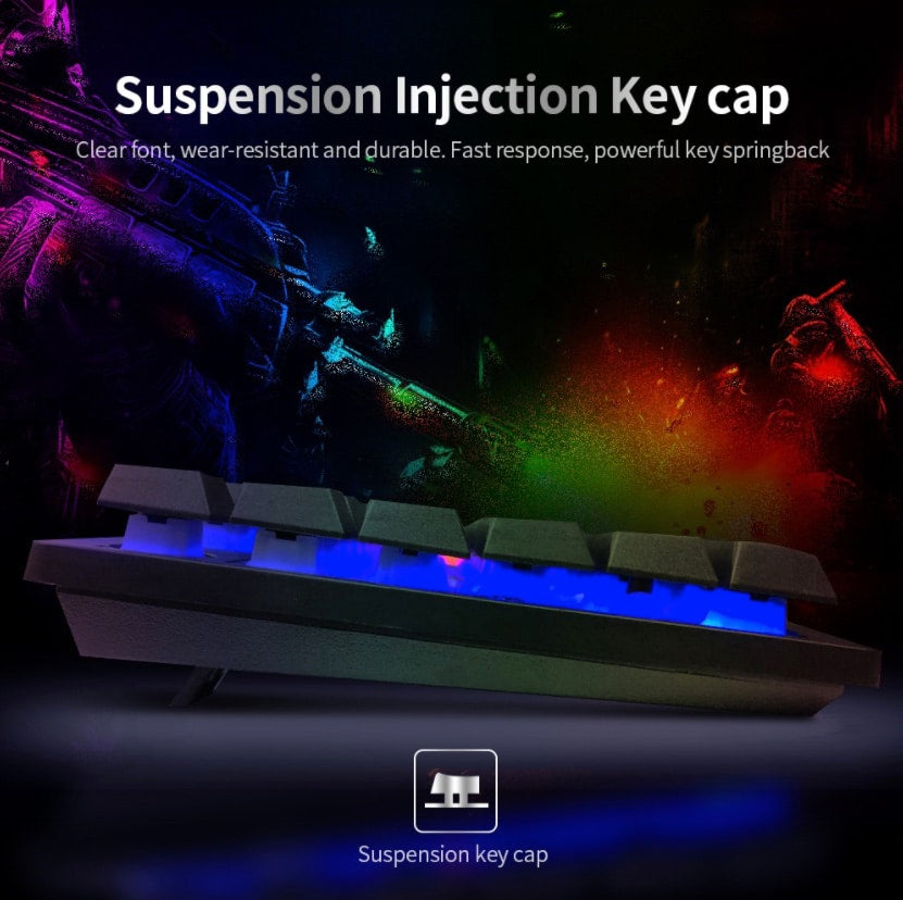 Gaming tastatur med backlight LED lys & affjedring på tasterne