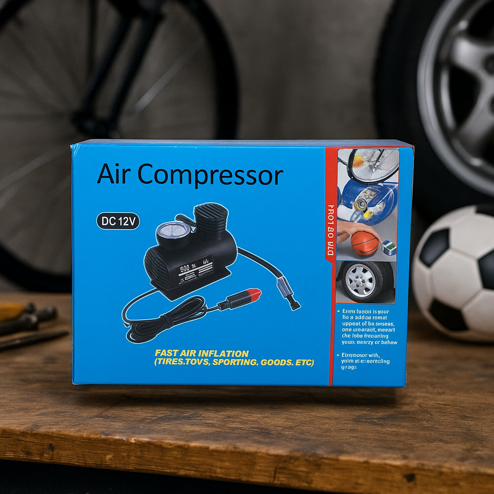 Kraftfuld 300 PSI (20,7 bar)12 volt kompressor – perfekt til bil, cykel, bold mv.
