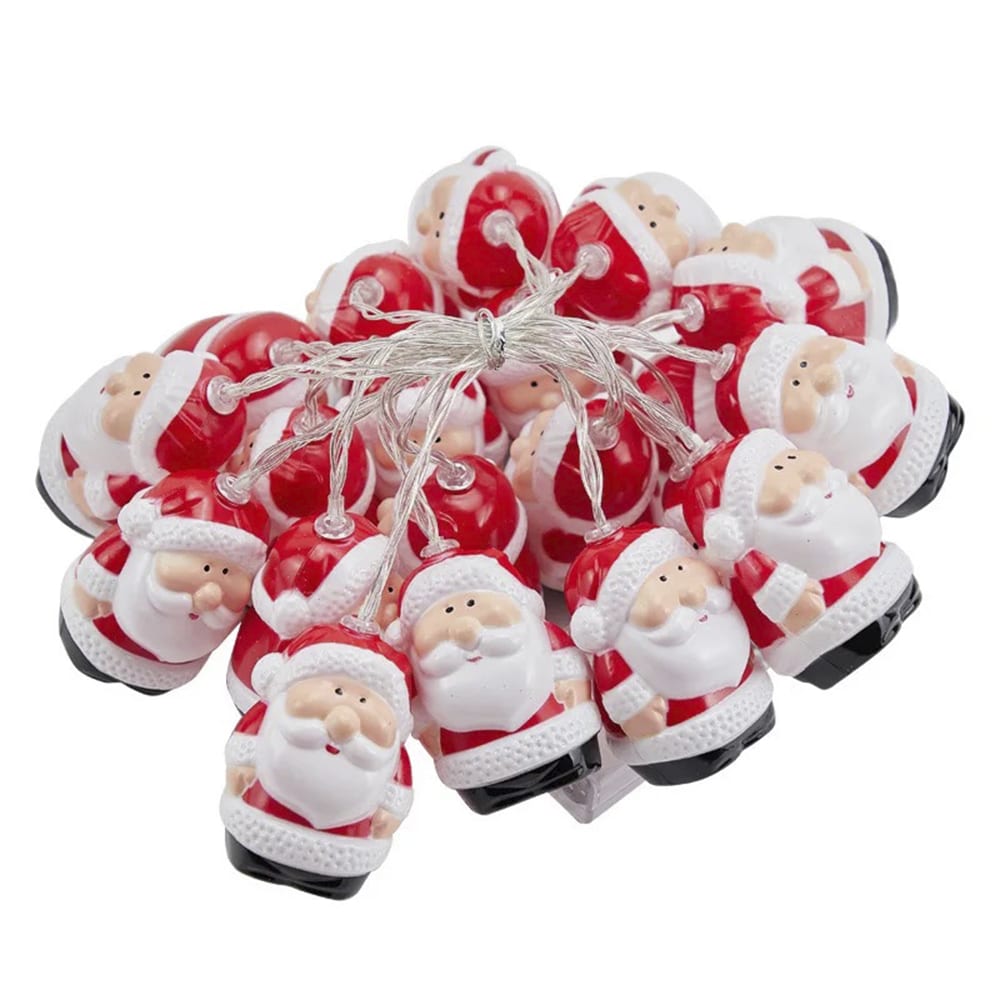 Lyskæde 2 Meter med 10 Tykke Julemænd - Batteridrevet -