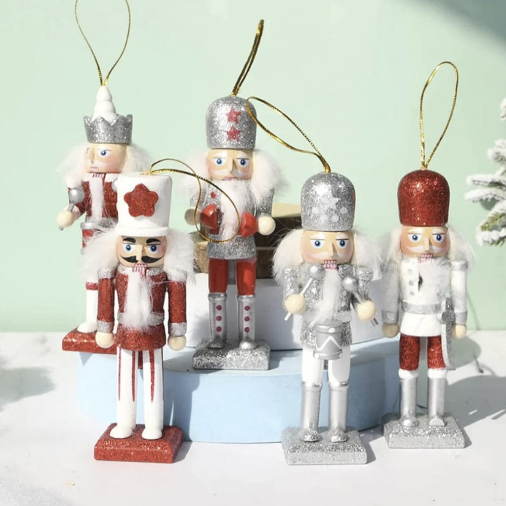 Nøddeknækker figurer i Træ - 12,5 cm, sæt med 5 figurer -