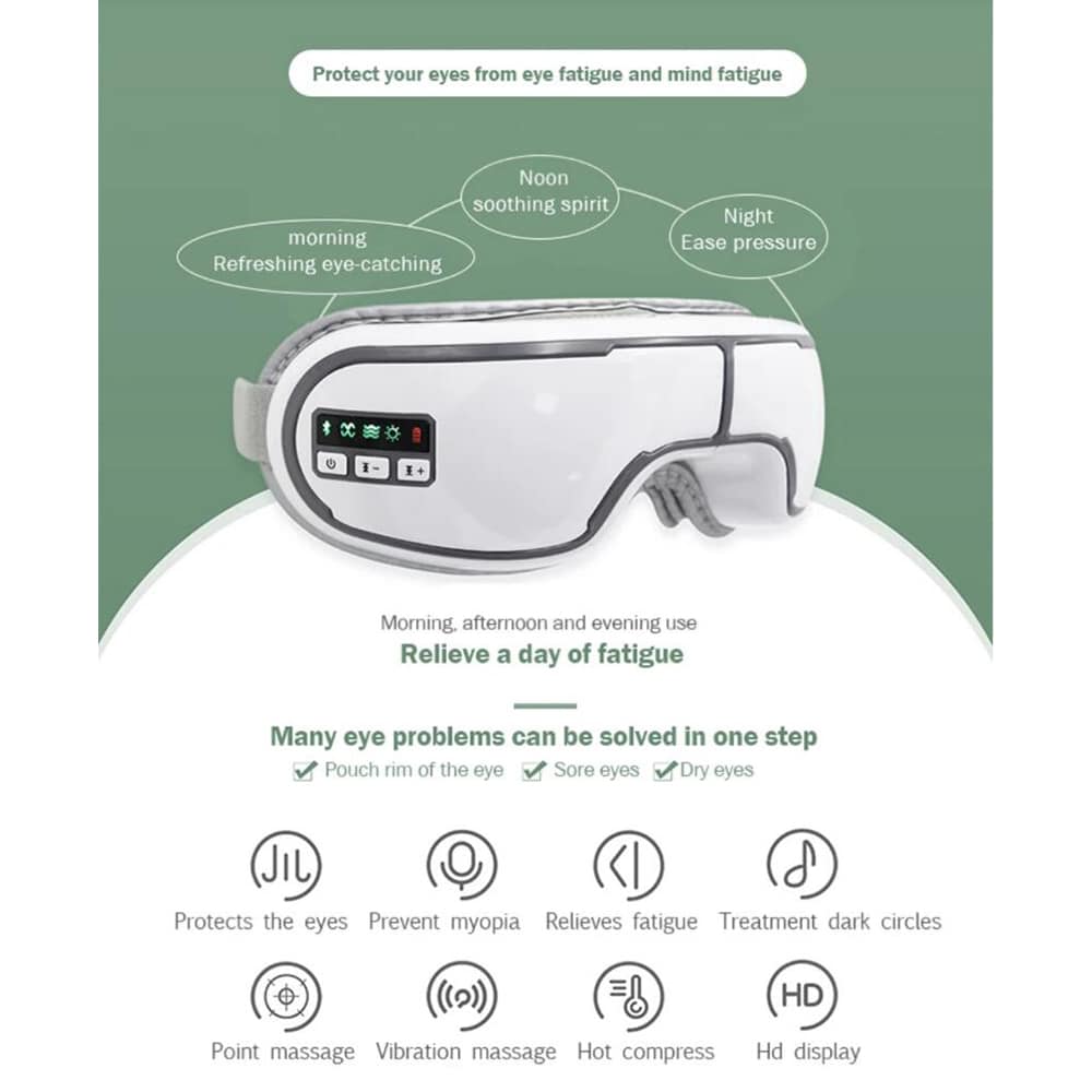 Øjenmassagebrille 4-i-1 multifunktion med Luftkompression