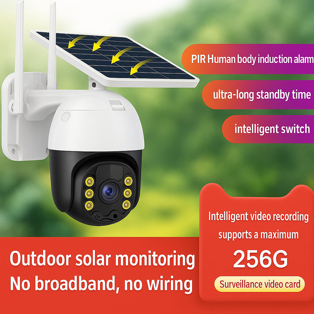 Trådløst Overvågningskamera - solcelledrevet - 2K full HD