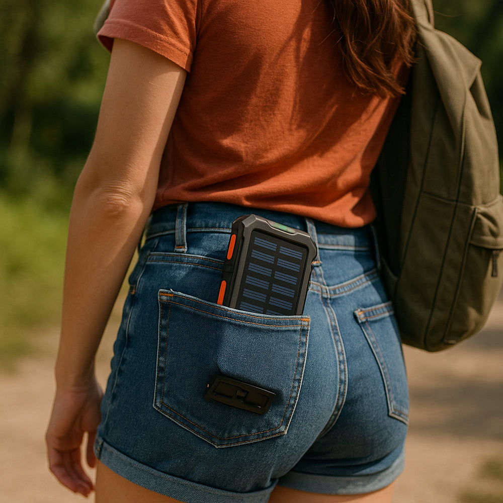 Powerbank 15.000 mAh - vandafvisende og med indbygget lommelygte