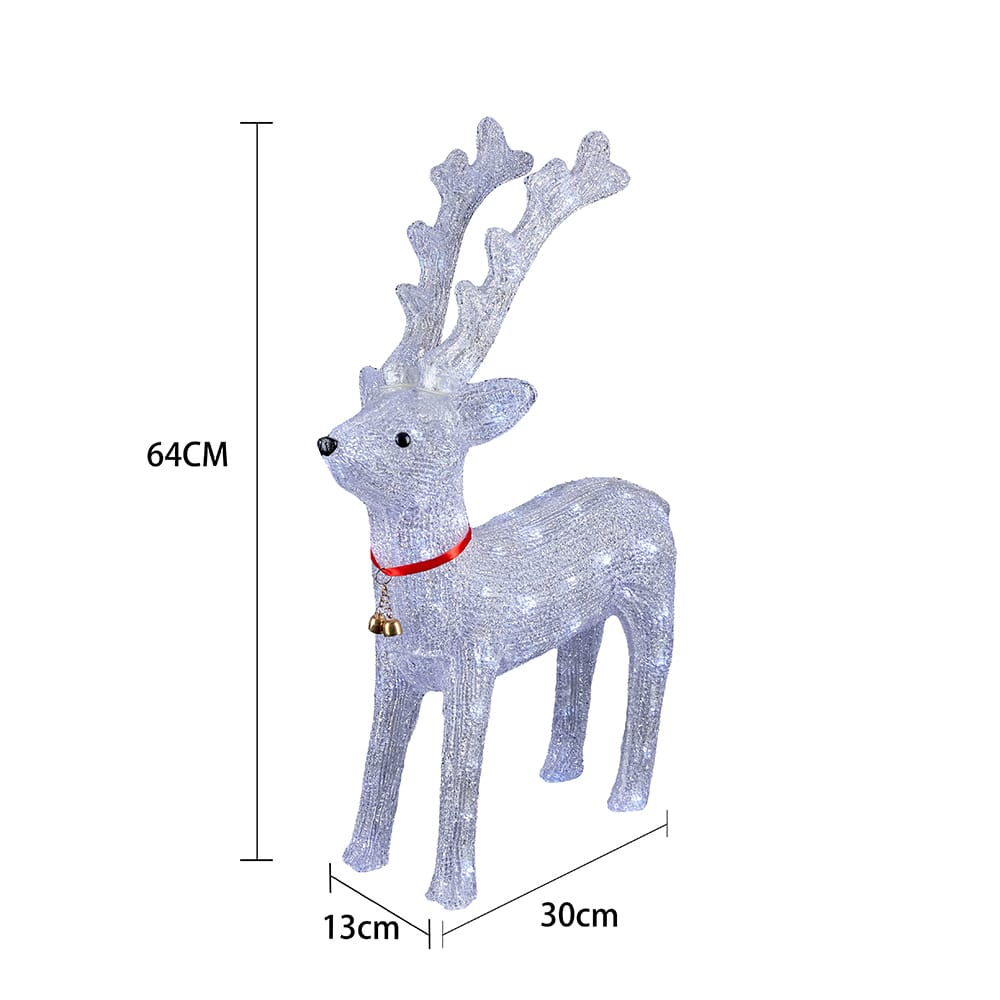 Rensdyr Akryl - højde 64 cm med LED-Lys