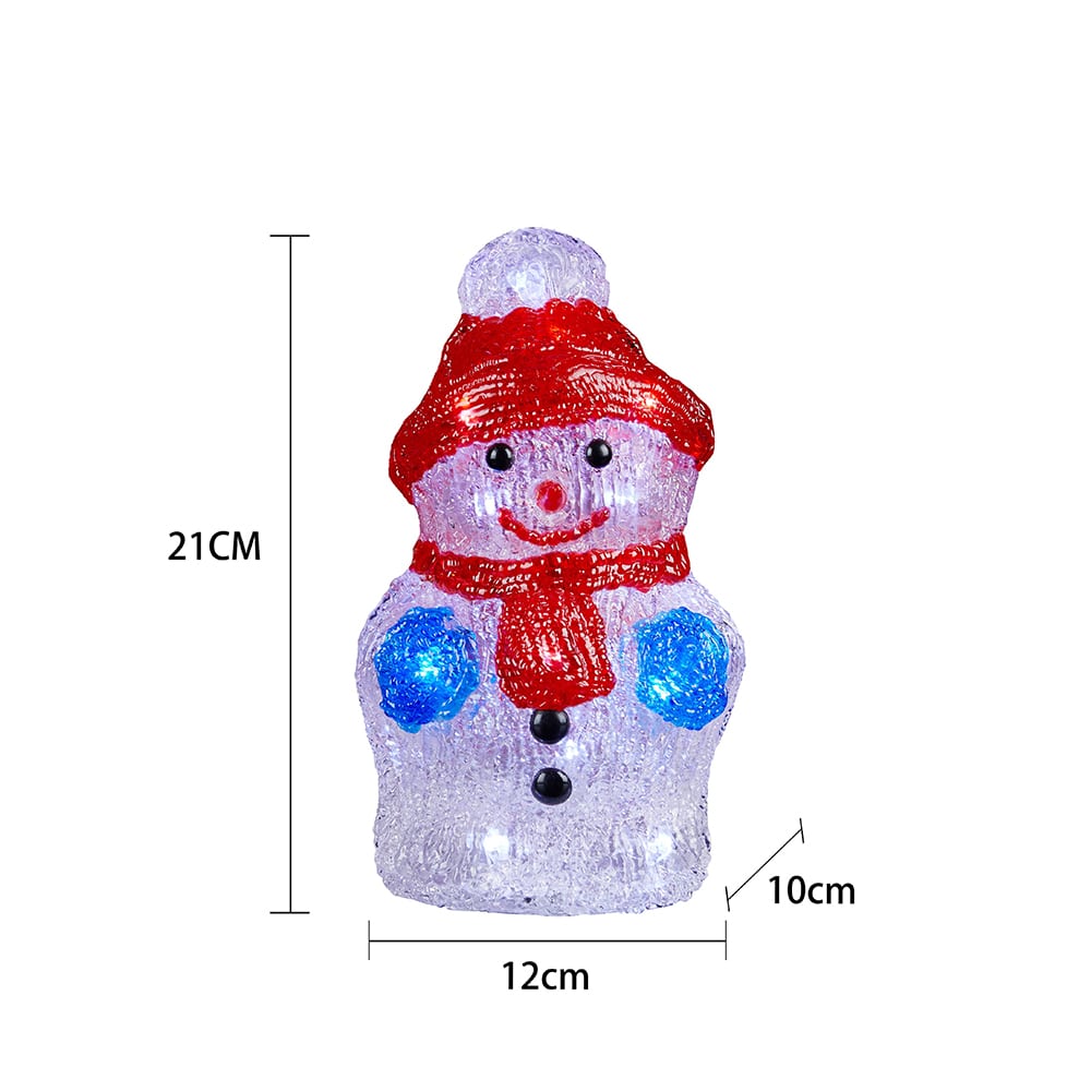 Snemand Akryl - højde 21 cm med LED-Lys