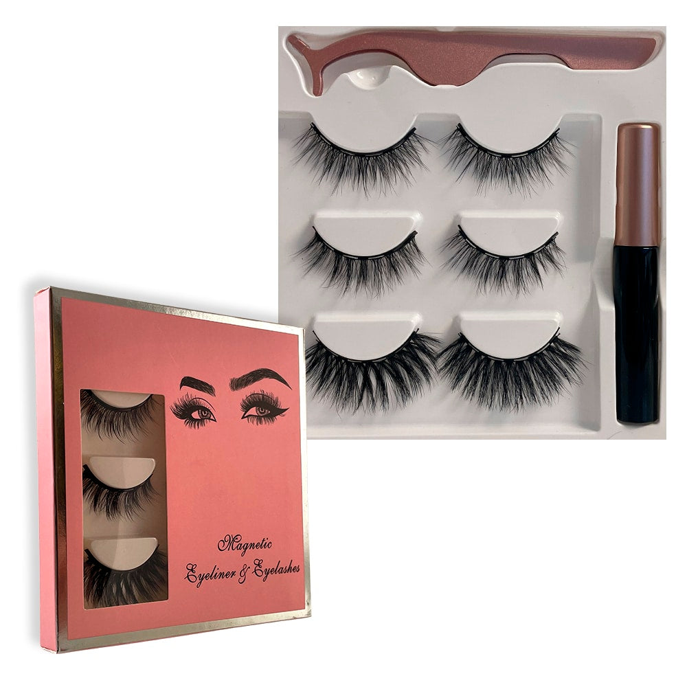 Magnetiske Øjenvippe Kit - 3 par - genanvendelige -