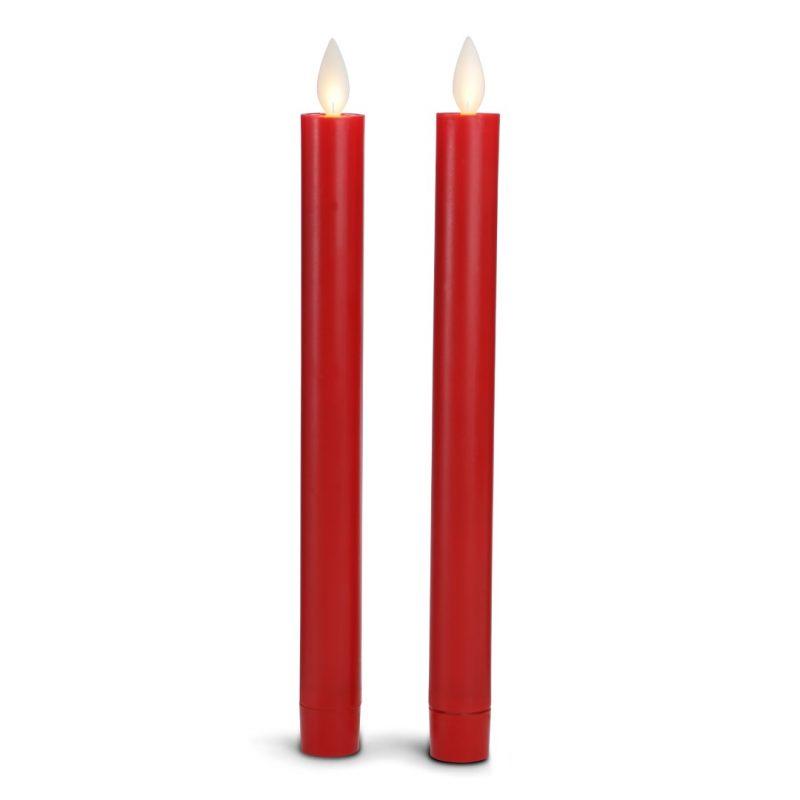 LED kronelys plastik - 2 stk. - 22,2 cm - m/3D flamme - (flere farver)