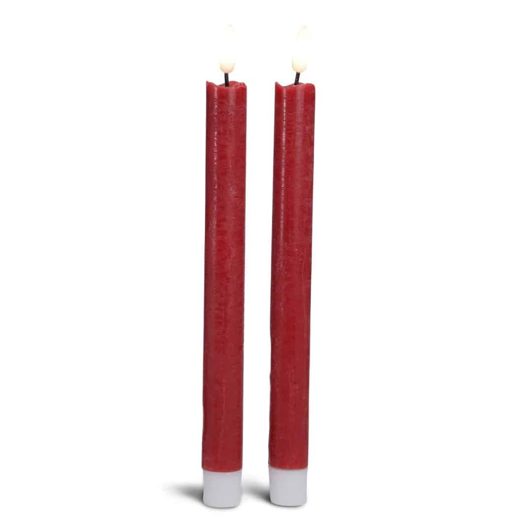LED kronelys stearin - 2 stk. - 22,2 cm - m/3D flamme - (flere farver)