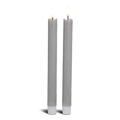 LED kronelys stearin - 2 stk. - 22,2 cm - m/3D flamme - (flere farver)