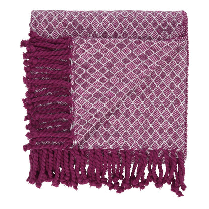 Plaid med frynser i 100% bomuld - 135 x 200 cm. fra Rugs’N’More