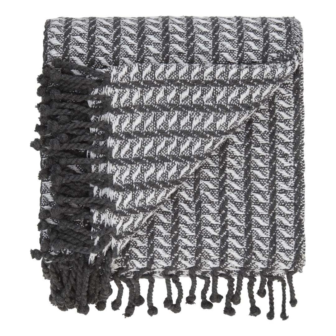 Plaid med frynser i 100% bomuld - 135 x 200 cm. fra Rugs’N’More