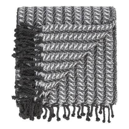 Plaid med frynser i 100% bomuld - 135 x 200 cm. fra Rugs’N’More